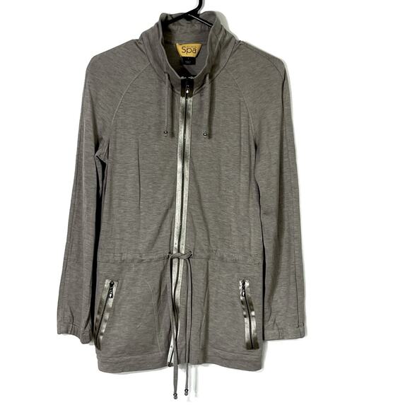 St. John Spa Zip Up Drawstring Waist High Neck Soft Jacket Size Petite - Picture 1 of 8